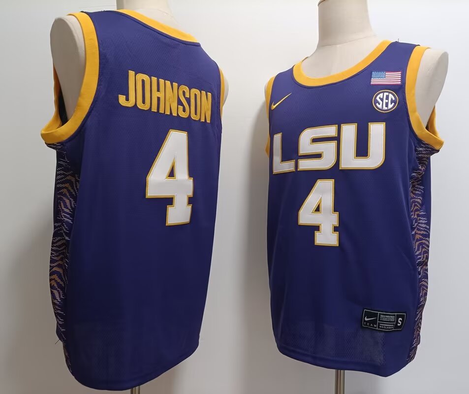 Men LSU Tiger #4 Johnson purple 2024 Nike NCAA jersey->ncaa teams->NCAA Jersey